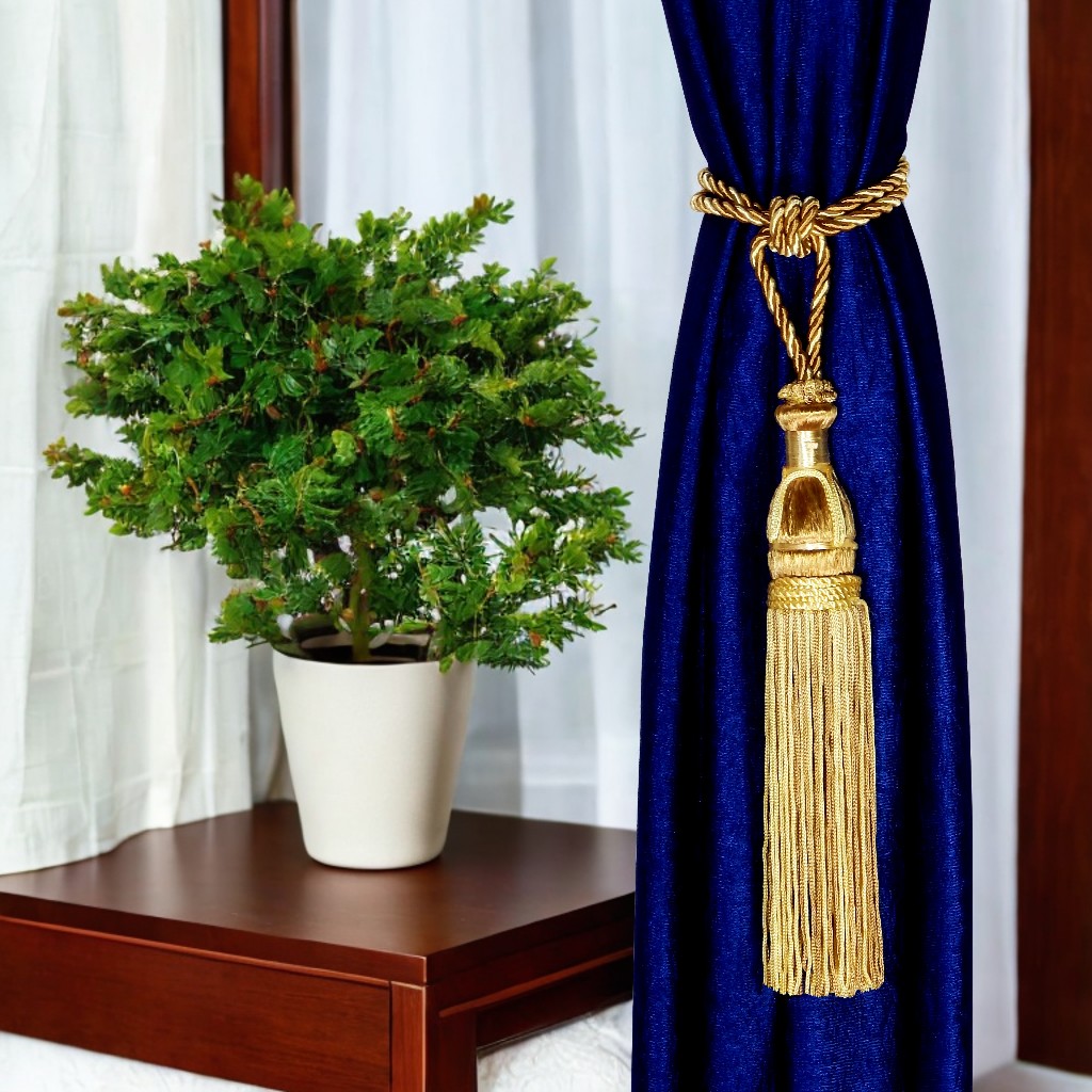 Decorative Curtain Tiebacks, Designer Drapery Rope Tie back tassel hooks for Door and Windows Draperies Pack of 2 Pcs. 